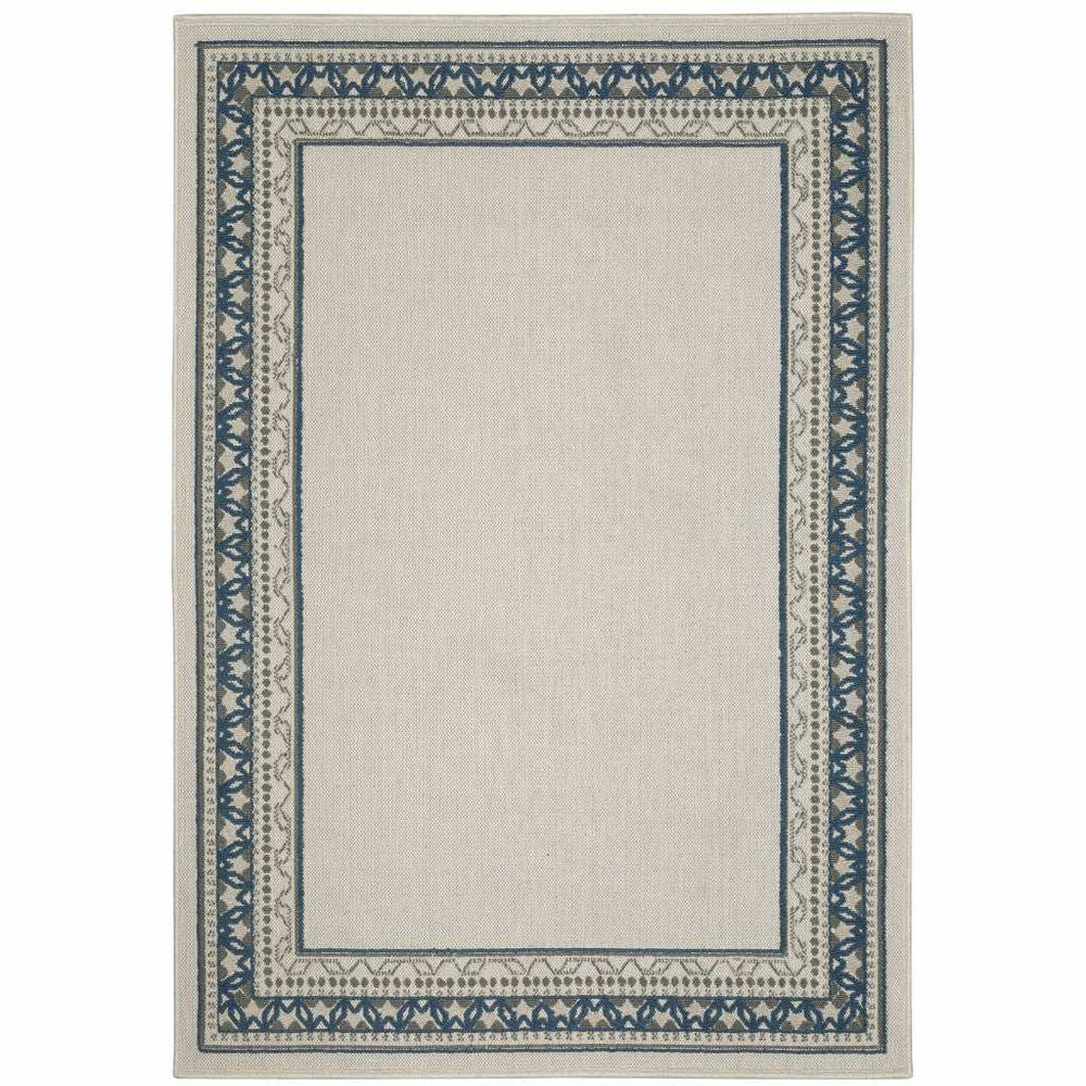 10' X 13' Blue and Beige Stain Resistant Indoor Outdoor Area Rug - Homeroots - Flyclothing LLC