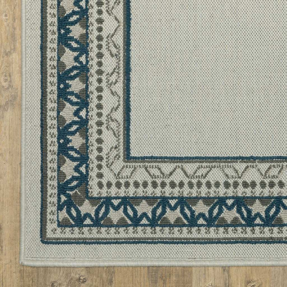10' X 13' Blue and Beige Stain Resistant Indoor Outdoor Area Rug - Homeroots - Flyclothing LLC