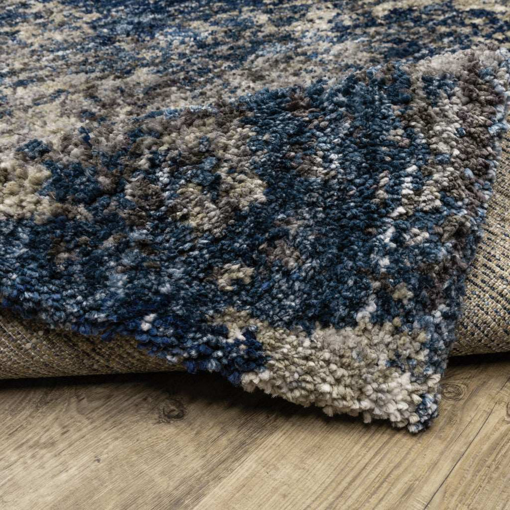 7' X 10' Blue and Gray Abstract Shag Power Loom Area Rug - Homeroots - Flyclothing LLC