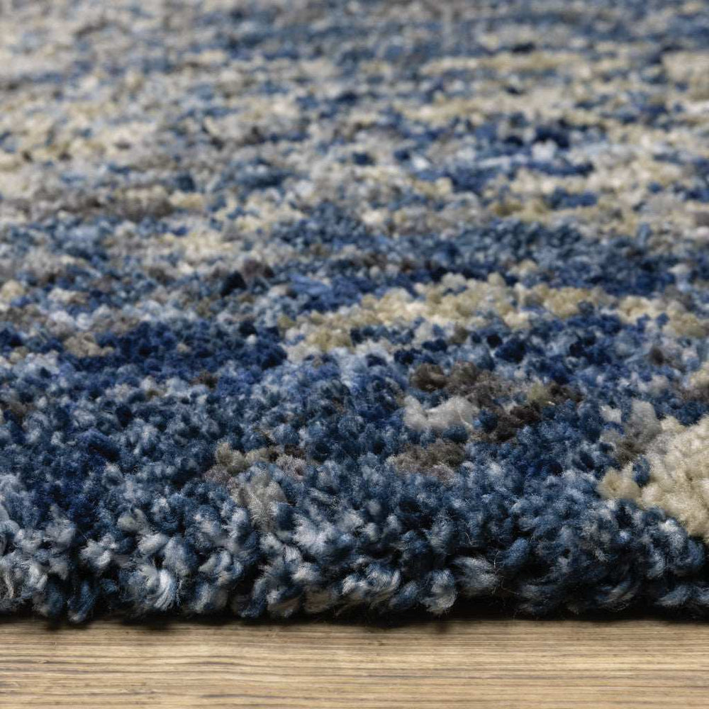 10' X 13' Blue And Grey Abstract Shag Power Loom Stain Resistant Area Rug - Homeroots - Flyclothing LLC