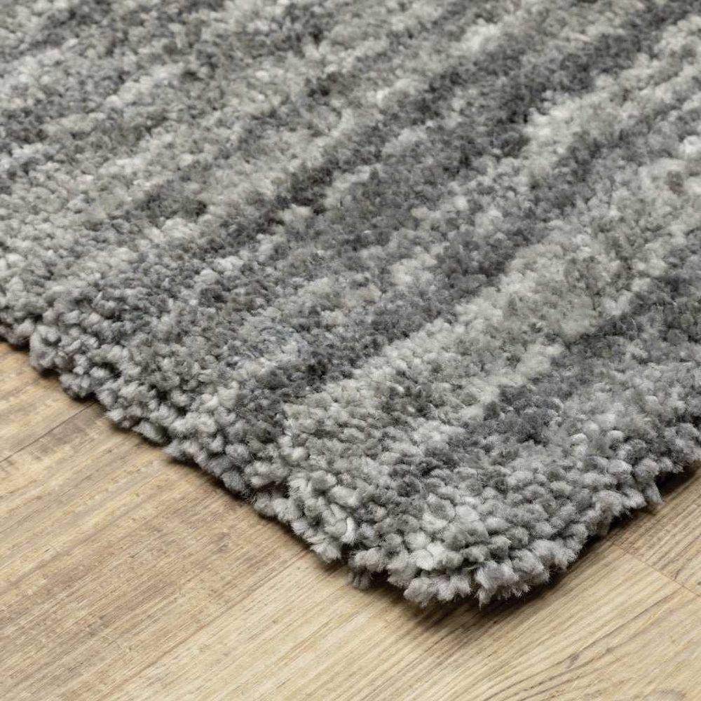 10' X 13' Grey Shag Power Loom Stain Resistant Area Rug - Homeroots - Flyclothing LLC