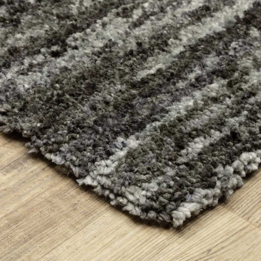 10' X 13' Charcoal Shag Power Loom Stain Resistant Area Rug - Homeroots - Flyclothing LLC