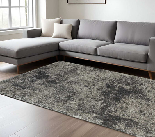 7' X 10' Gray Abstract Shag Power Loom Area Rug - Homeroots - Flyclothing LLC