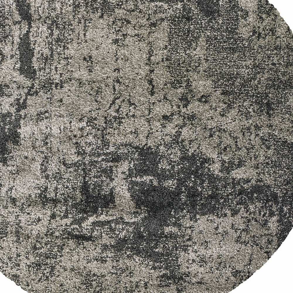 8' Grey Round Abstract Power Loom Stain Resistant Area Rug - Homeroots - Flyclothing LLC