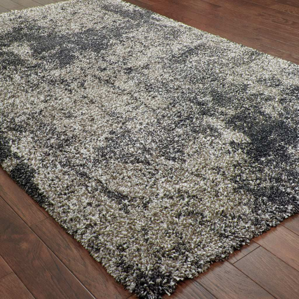 10' X 13' Charcoal Silver And Grey Abstract Shag Power Loom Stain Resistant Area Rug - Homeroots - Flyclothing LLC