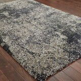 10' X 13' Charcoal Silver And Grey Abstract Shag Power Loom Stain Resistant Area Rug - Homeroots - Flyclothing LLC