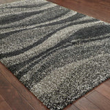 2' X 3' Charcoal Silver And Grey Abstract Shag Power Loom Stain Resistant Area Rug - Homeroots - Flyclothing LLC