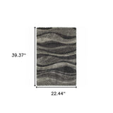 2' X 3' Charcoal Silver And Grey Abstract Shag Power Loom Stain Resistant Area Rug - Homeroots - Flyclothing LLC