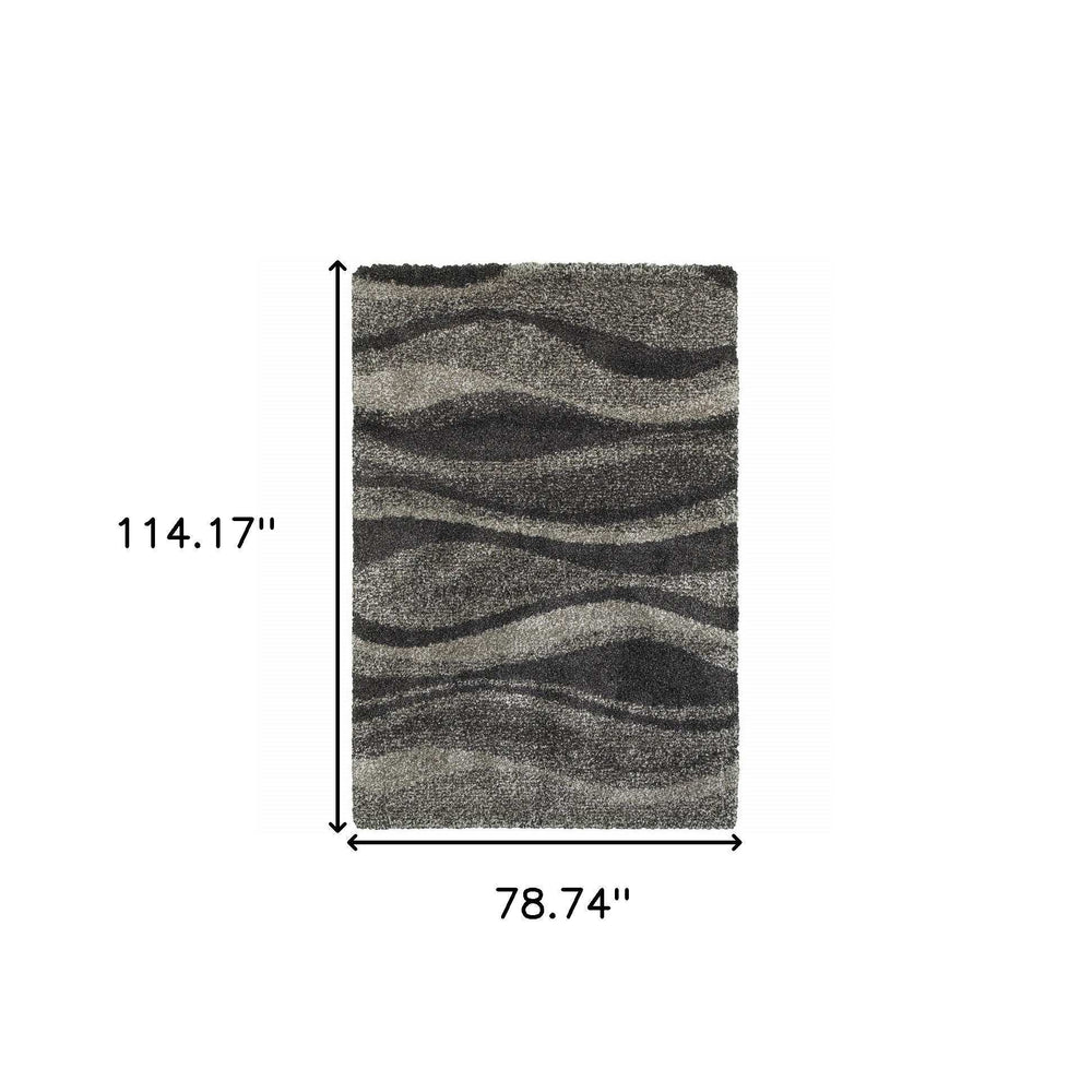 6' X 9' Charcoal Silver And Grey Abstract Shag Power Loom Stain Resistant Area Rug - Homeroots - Flyclothing LLC