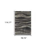 6' X 9' Charcoal Silver And Grey Abstract Shag Power Loom Stain Resistant Area Rug - Homeroots - Flyclothing LLC