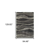 8' X 11' Charcoal Silver And Grey Abstract Shag Power Loom Stain Resistant Area Rug - Homeroots - Flyclothing LLC