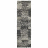 2' X 8' Charcoal Silver And Grey Geometric Shag Power Loom Stain Resistant Runner Rug - Homeroots - Flyclothing LLC