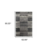 5' X 8' Black and Gray Geometric Shag Power Loom Area Rug - Homeroots - Flyclothing LLC
