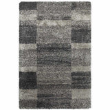 10' X 13' Charcoal Silver And Grey Geometric Shag Power Loom Stain Resistant Area Rug - Homeroots - Flyclothing LLC