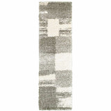 2' X 8' Gray And Ivory Geometric Shag Power Loom Runner Rug - Homeroots - Flyclothing LLC