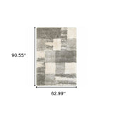 5 Grey Ivory And Silver Geometric Shag Power Loom Stain Resistant Area Rug - Homeroots - Flyclothing LLC