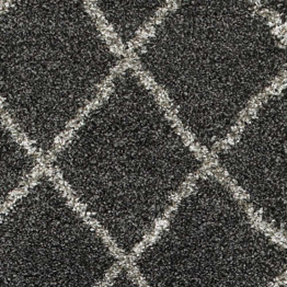 2' X 8' Charcoal And Grey Geometric Shag Power Loom Stain Resistant Runner Rug - Homeroots - Flyclothing LLC