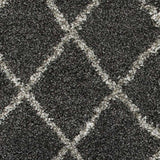 2' X 8' Charcoal And Grey Geometric Shag Power Loom Stain Resistant Runner Rug - Homeroots - Flyclothing LLC