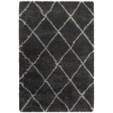 6' X 9' Charcoal And Grey Geometric Shag Power Loom Stain Resistant Area Rug - Homeroots - Flyclothing LLC