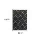 8' X 11' Charcoal And Grey Geometric Shag Power Loom Stain Resistant Area Rug - Homeroots - Flyclothing LLC