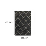 10' X 13' Charcoal And Grey Geometric Shag Power Loom Stain Resistant Area Rug - Homeroots - Flyclothing LLC