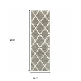 2' X 8' Grey And Ivory Geometric Shag Power Loom Stain Resistant Runner Rug - Homeroots - Flyclothing LLC