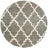 8' Grey Round Geometric Power Loom Stain Resistant Area Rug - Homeroots - Flyclothing LLC