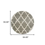 8' Grey Round Geometric Power Loom Stain Resistant Area Rug - Homeroots - Flyclothing LLC
