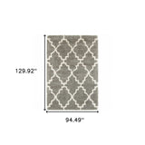 8' X 11' Grey And Ivory Geometric Shag Power Loom Stain Resistant Area Rug - Homeroots - Flyclothing LLC
