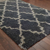 2' X 3' Charcoal And Grey Geometric Shag Power Loom Stain Resistant Area Rug - Homeroots - Flyclothing LLC