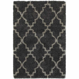 6' X 9' Charcoal And Grey Geometric Shag Power Loom Stain Resistant Area Rug - Homeroots - Flyclothing LLC