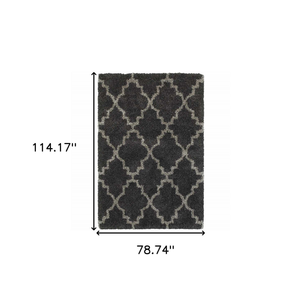 6' X 9' Charcoal And Grey Geometric Shag Power Loom Stain Resistant Area Rug - Homeroots - Flyclothing LLC
