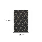 8' X 11' Charcoal And Grey Geometric Shag Power Loom Stain Resistant Area Rug - Homeroots - Flyclothing LLC