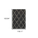 10' X 13' Charcoal And Grey Geometric Shag Power Loom Stain Resistant Area Rug - Homeroots - Flyclothing LLC