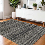 4' X 6' Charcoal Silver And Grey Geometric Shag Power Loom Stain Resistant Area Rug - Homeroots - Flyclothing LLC