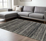 8' X 11' Charcoal Silver And Grey Geometric Shag Power Loom Stain Resistant Area Rug - Homeroots - Flyclothing LLC