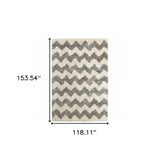 10' X 13' Grey And Ivory Geometric Shag Power Loom Stain Resistant Area Rug - Homeroots - Flyclothing LLC