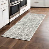 2' X 8' White And Grey Abstract Power Loom Stain Resistant Runner Rug - Homeroots - Flyclothing LLC