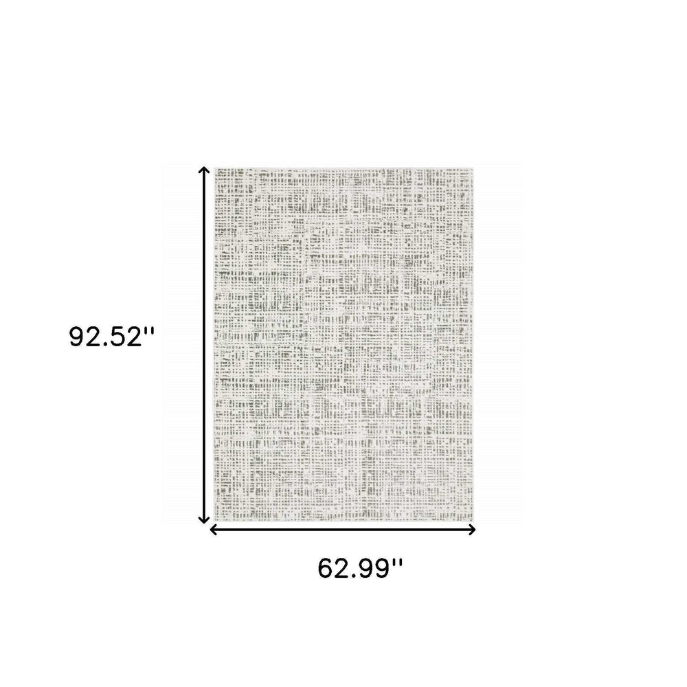 5' X 8' White And Grey Abstract Power Loom Stain Resistant Area Rug - Homeroots - Flyclothing LLC