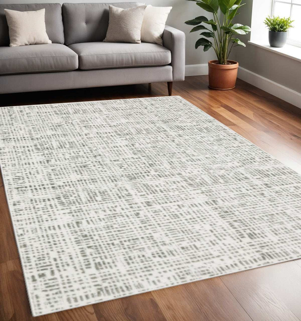 5' X 8' White And Grey Abstract Power Loom Stain Resistant Area Rug - Homeroots - Flyclothing LLC