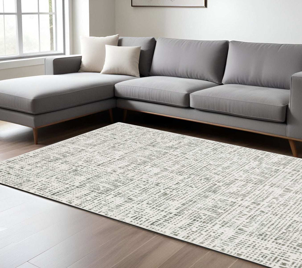 6' X 9' White And Grey Abstract Power Loom Stain Resistant Area Rug - Homeroots - Flyclothing LLC