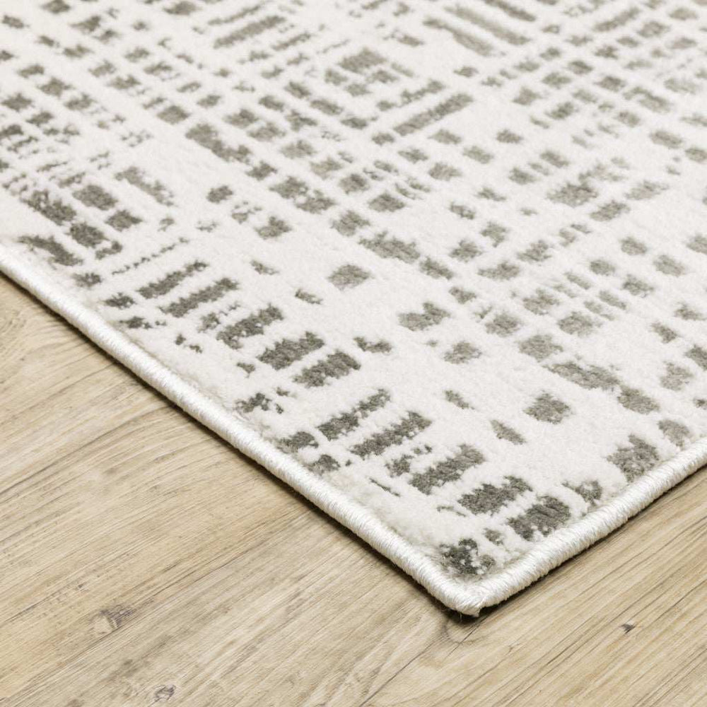 10' X 13' White And Grey Abstract Power Loom Stain Resistant Area Rug - Homeroots - Flyclothing LLC