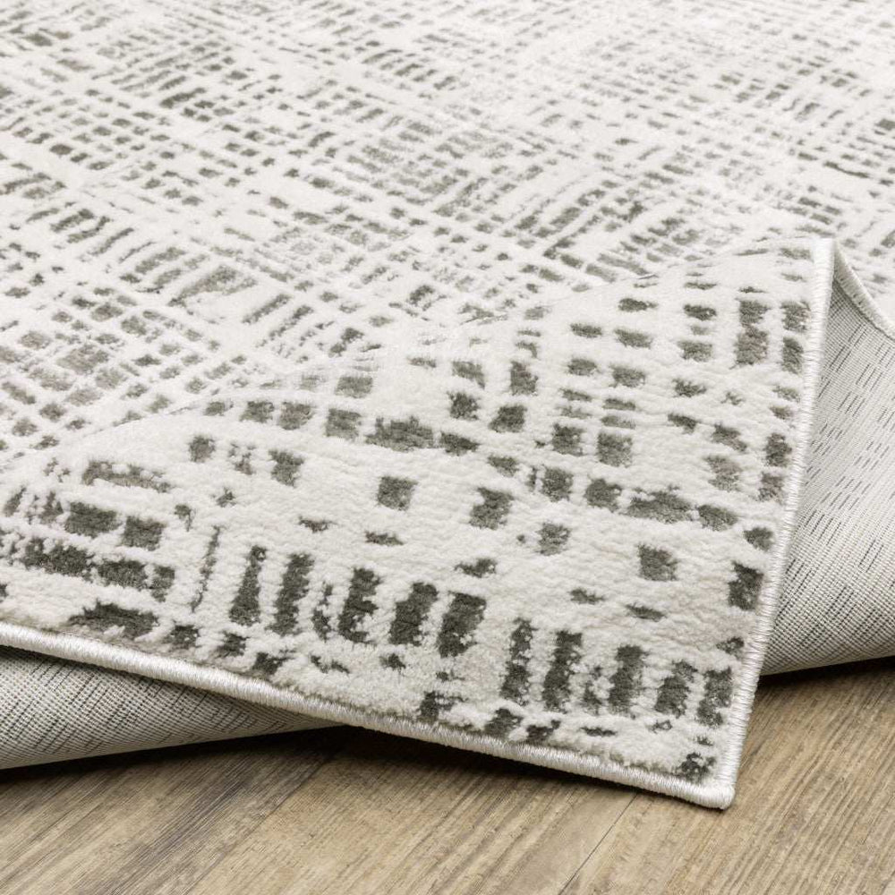 10' X 13' White And Grey Abstract Power Loom Stain Resistant Area Rug - Homeroots - Flyclothing LLC