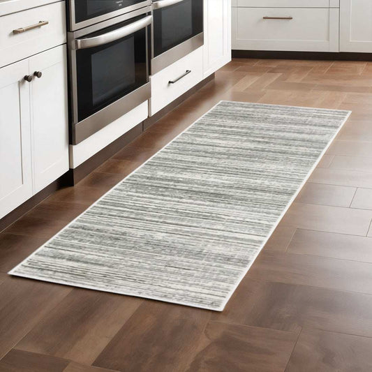 2' X 8' White And Grey Abstract Power Loom Stain Resistant Runner Rug - Homeroots - Flyclothing LLC