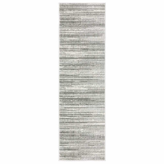 2' X 8' White And Grey Abstract Power Loom Stain Resistant Runner Rug - Homeroots - Flyclothing LLC