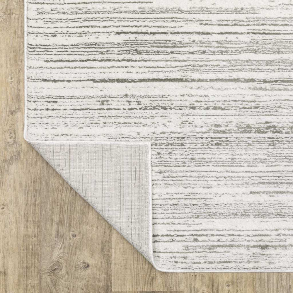 2' X 8' White And Grey Abstract Power Loom Stain Resistant Runner Rug - Homeroots - Flyclothing LLC