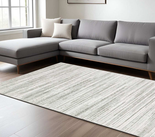 8' X 11' White And Grey Abstract Power Loom Stain Resistant Area Rug - Homeroots - Flyclothing LLC