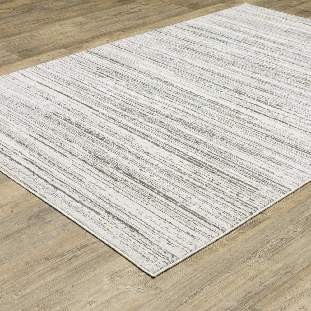 10' X 13' White And Grey Abstract Power Loom Stain Resistant Area Rug - Homeroots - Flyclothing LLC