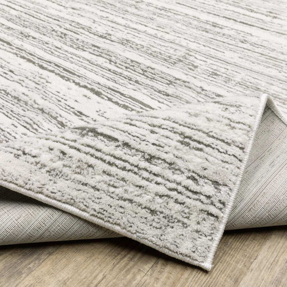 10' X 13' White And Grey Abstract Power Loom Stain Resistant Area Rug - Homeroots - Flyclothing LLC