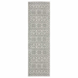 2' X 8' Grey And White Floral Power Loom Stain Resistant Runner Rug - Homeroots - Flyclothing LLC